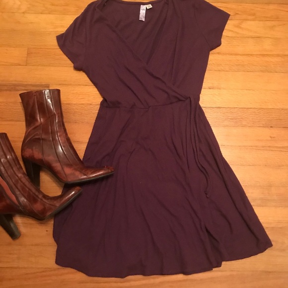 Francescas Knit Purple Wrap Dress - Picture 2 of 3